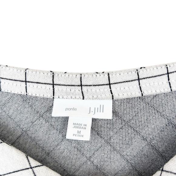J. Jill Ponte White Grid Print 3/4 Sleeve Tunic Sz MP - Picture 2 of 5
